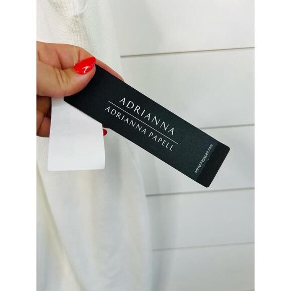 Adrianna Papell White Sleeveless Halter Neck Fringe Trim Dress Bodycon Size US 8 - Picture 8 of 13